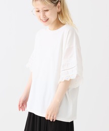 袖レース切替Tシャツ
