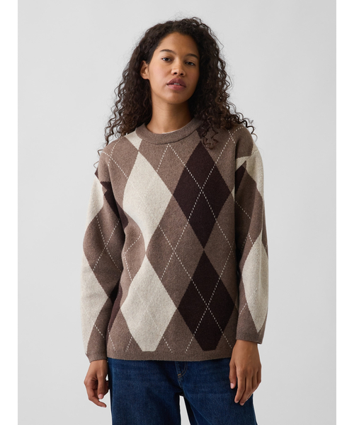 GAP(ギャップ)の「CashSoft カシミヤタッチ オーバーサイズ アーガイルセーター(ニット/セーター・レディース・その他・XS/S/M/L/XXS/XL)」の1枚目の写真