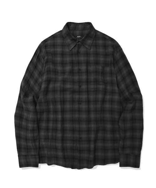 KANEITEI(カネイテイ)の「WRINKLE PLAID SHIRT (CHARCOAL)(シャツ/ブラウス・レディース・チャコールグレー・MEDIUM/LARGE/X-LARGE)」の1枚目の写真