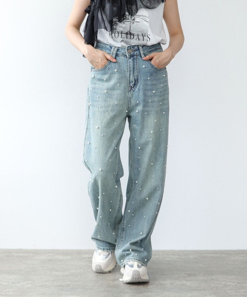 Cepica(セピカ)の「パール付デニムパンツ(デニムパンツ・レディース・ブルー・FREE)」の4枚目の写真