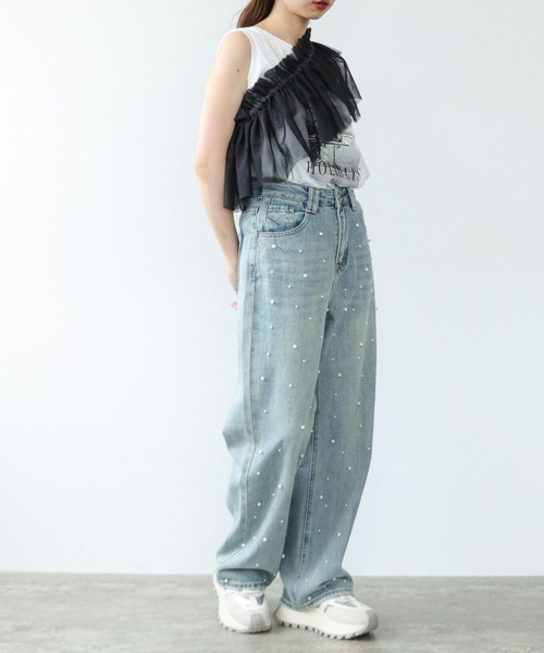 Cepica(セピカ)の「パール付デニムパンツ(デニムパンツ・レディース・ブルー・FREE)」の6枚目の写真
