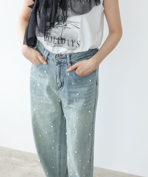 Cepica(セピカ)の「パール付デニムパンツ(デニムパンツ・レディース・ブルー・FREE)」の7枚目の写真