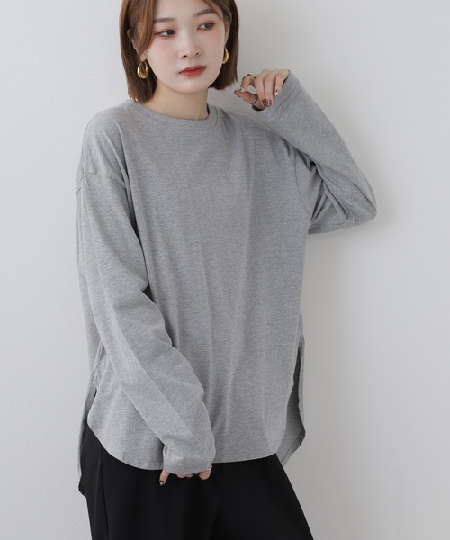 FUNALIVE(ファンアライブ)の「ラウンドヘムロンT(Tシャツ/カットソー・レディース・杢グレー/ブラック・M~L)」の17枚目の写真