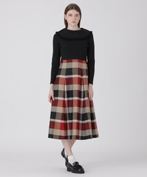 クレストブリッジチェックニットコンビドレス
