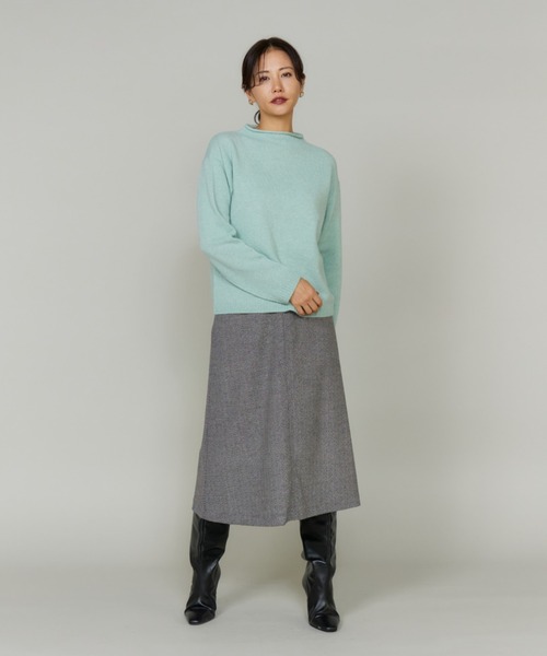 LE SOUK(ルスーク)の「ヘリンボーンミディ丈Aラインスカート(スカート・レディース・パープル/ブラック・11号/9号)」の21枚目の写真