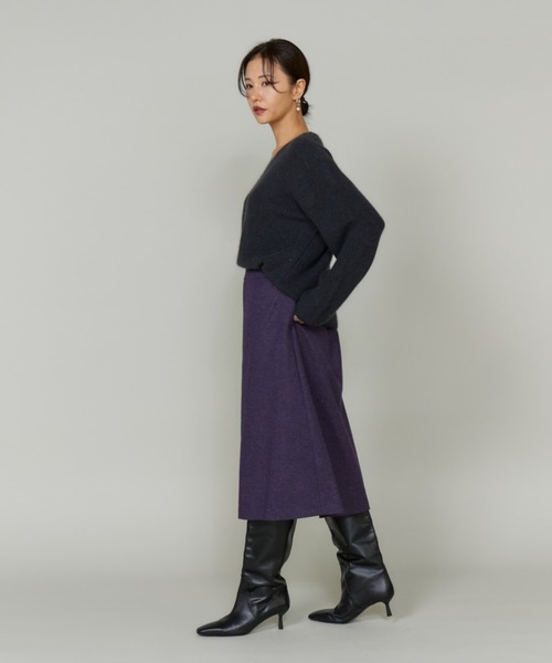 LE SOUK(ルスーク)の「ヘリンボーンミディ丈Aラインスカート(スカート・レディース・パープル/ブラック・11号/9号)」の13枚目の写真