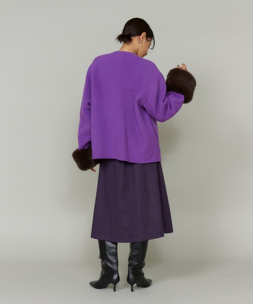 LE SOUK(ルスーク)の「ヘリンボーンミディ丈Aラインスカート(スカート・レディース・パープル/ブラック・11号/9号)」の17枚目の写真
