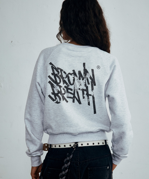 BROWNBREATH(ブラウンブレス)の「Wタグ ラグラン クルーネック(スウェット・レディース・ライトグレー/ブラック・MEDIUM/SMALL)」の3枚目の写真