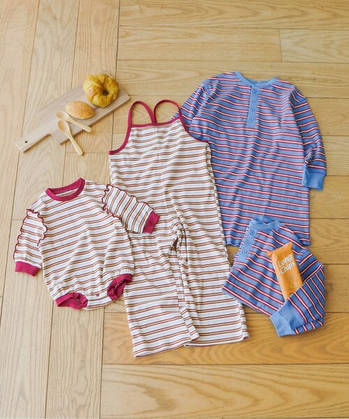apres les cours（アプレレクール）の「【リンク】マルチボーダーサロペット（サロペット/オーバーオール・キッズ・アイボリー/ピンク/サックスブルー・100/90/110/80/70）」の16枚目の写真