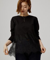 【レイヤードにも◎】裾レースドッキングカットソー