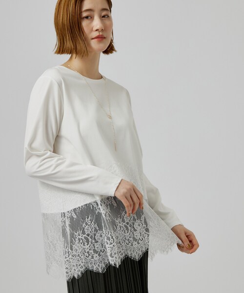 grove（グローブ）の「【レイヤードにも◎】裾レースドッキングカットソー（Tシャツ/カットソー・レディース・オフホワイト/グレー/ブラック・03/02）」の18枚目の写真