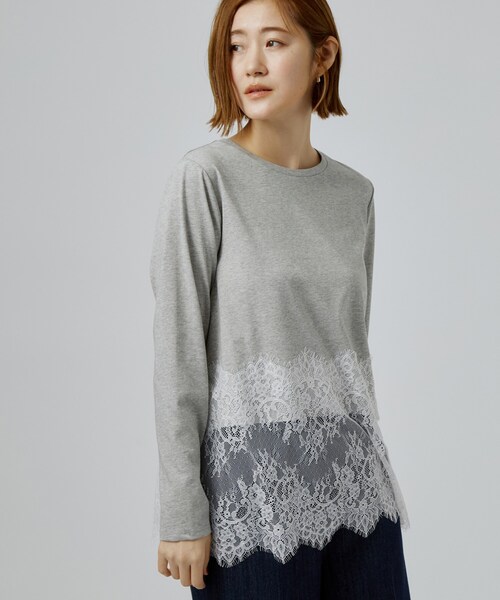 grove（グローブ）の「【レイヤードにも◎】裾レースドッキングカットソー（Tシャツ/カットソー・レディース・オフホワイト/グレー/ブラック・03/02）」の7枚目の写真