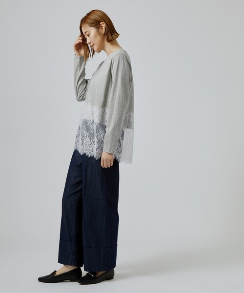 grove（グローブ）の「【レイヤードにも◎】裾レースドッキングカットソー（Tシャツ/カットソー・レディース・オフホワイト/グレー/ブラック・03/02）」の8枚目の写真