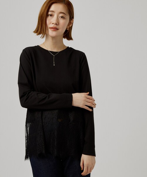 grove（グローブ）の「【レイヤードにも◎】裾レースドッキングカットソー（Tシャツ/カットソー・レディース・オフホワイト/グレー/ブラック・03/02）」の11枚目の写真