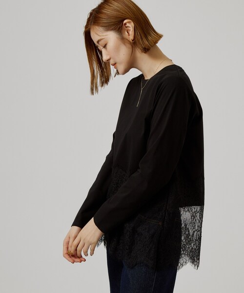 grove（グローブ）の「【レイヤードにも◎】裾レースドッキングカットソー（Tシャツ/カットソー・レディース・オフホワイト/グレー/ブラック・03/02）」の12枚目の写真