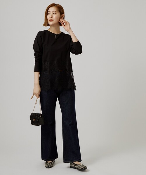 grove（グローブ）の「【レイヤードにも◎】裾レースドッキングカットソー（Tシャツ/カットソー・レディース・オフホワイト/グレー/ブラック・03/02）」の13枚目の写真