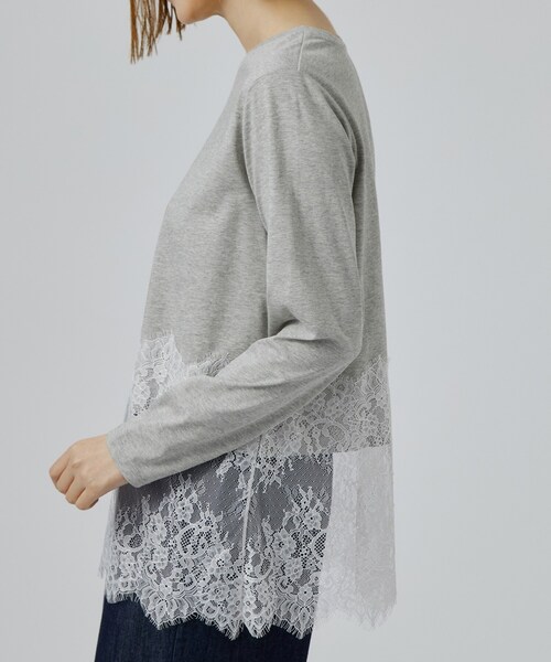 grove（グローブ）の「【レイヤードにも◎】裾レースドッキングカットソー（Tシャツ/カットソー・レディース・オフホワイト/グレー/ブラック・03/02）」の16枚目の写真