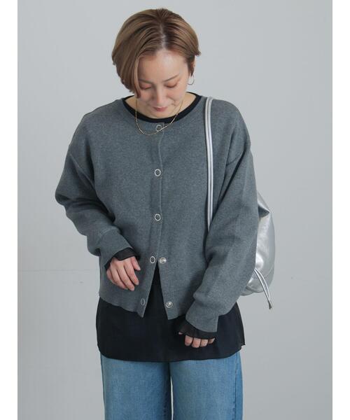 Te chichi（テチチ）の「前後2WAYスウェットライクカーディガン（カーディガン/ボレロ・レディース・ブラック/ベージュ/グリーン/グレー・F）」の15枚目の写真
