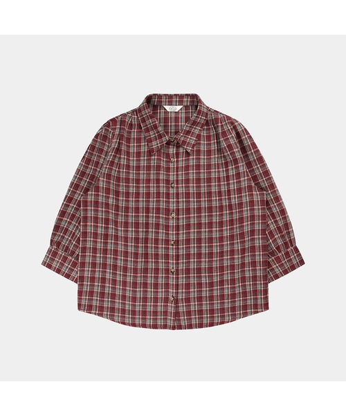 PIGMENT(ピグメント)の「カオスツーボタンチェック7部シャツ/シャツ (KYNB2607006)(シャツ/ブラウス・レディース・バーガンディー/ネイビー/ブラウン・FREE)」の1枚目の写真