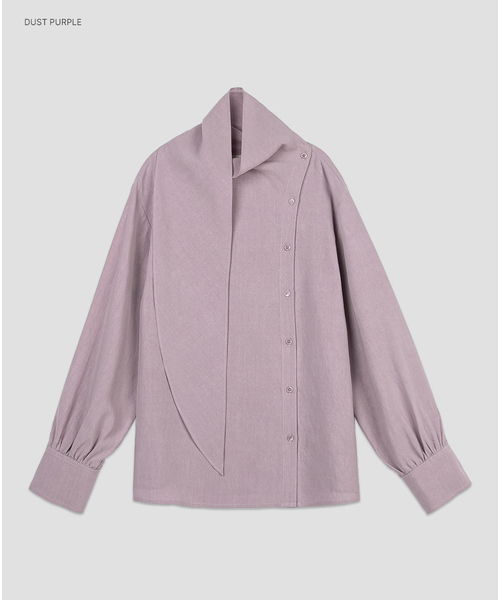(BL-4453)PARCO WASHING TEXTURE TIE BLOUSE