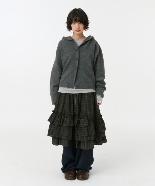 OHESHIO(オヘシオ)の「クロップドフーディー ハイネックカーディガン、チャコール(カーディガン/ボレロ・レディース・その他・FREE)」の3枚目の写真