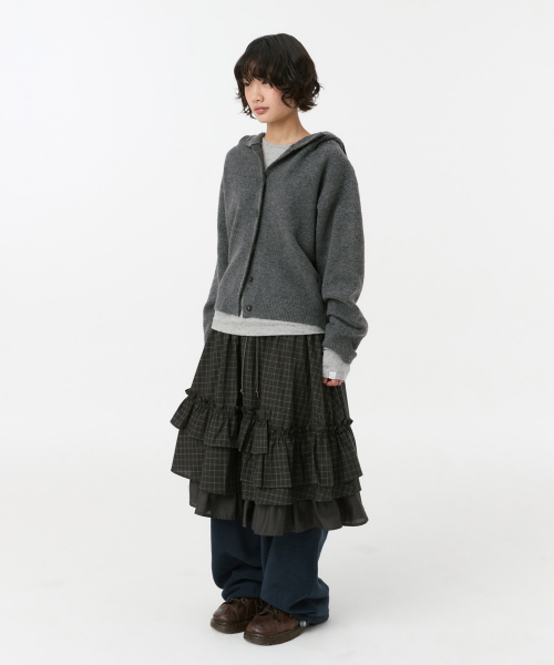 OHESHIO(オヘシオ)の「クロップドフーディー ハイネックカーディガン、チャコール(カーディガン/ボレロ・レディース・その他・FREE)」の4枚目の写真