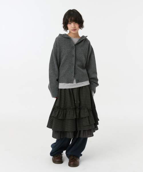 OHESHIO(オヘシオ)の「クロップドフーディー ハイネックカーディガン、チャコール(カーディガン/ボレロ・レディース・その他・FREE)」の5枚目の写真