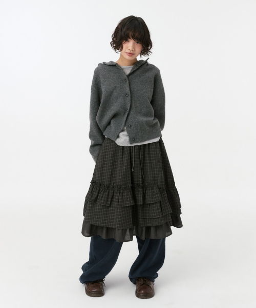 OHESHIO(オヘシオ)の「クロップドフーディー ハイネックカーディガン、チャコール(カーディガン/ボレロ・レディース・その他・FREE)」の7枚目の写真