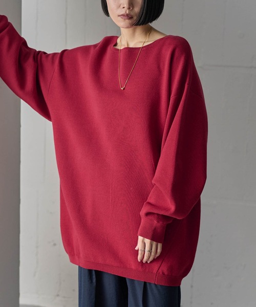 for/c(フォーシー)の「スポンディッシュニットチュニック【サスティナブル】(ニット/セーター・レディース・ブラック/チャコール/レッド・M/L)」の3枚目の写真