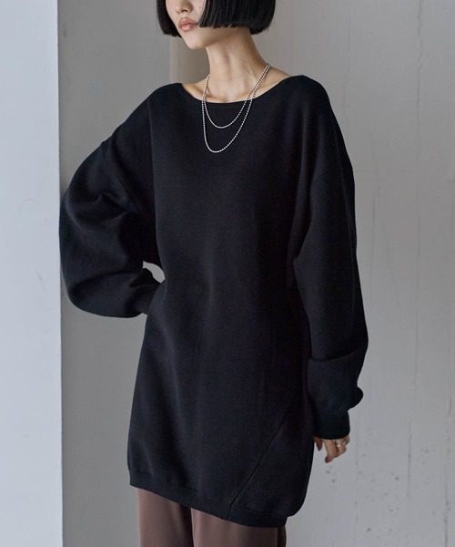 for/c(フォーシー)の「スポンディッシュニットチュニック【サスティナブル】(ニット/セーター・レディース・ブラック/チャコール/レッド・M/L)」の2枚目の写真