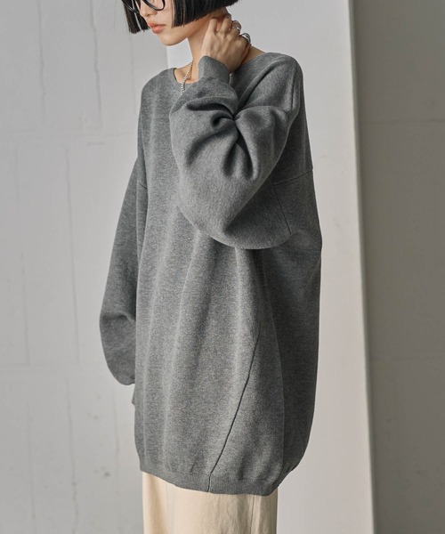 for/c(フォーシー)の「スポンディッシュニットチュニック【サスティナブル】(ニット/セーター・レディース・ブラック/チャコール/レッド・M/L)」の13枚目の写真