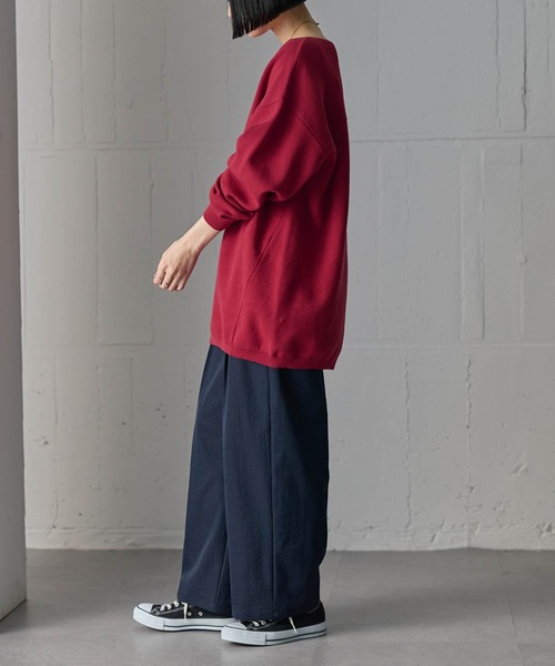 for/c(フォーシー)の「スポンディッシュニットチュニック【サスティナブル】(ニット/セーター・レディース・ブラック/チャコール/レッド・M/L)」の4枚目の写真