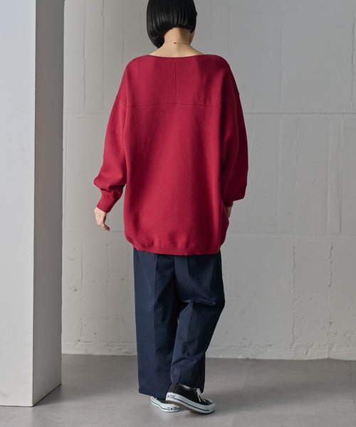 for/c(フォーシー)の「スポンディッシュニットチュニック【サスティナブル】(ニット/セーター・レディース・ブラック/チャコール/レッド・M/L)」の5枚目の写真
