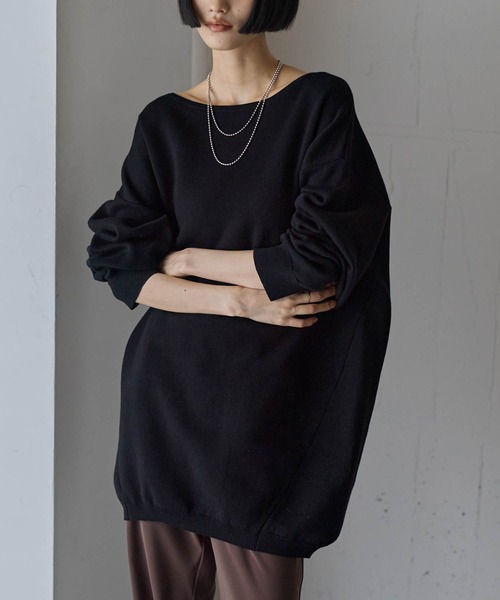 for/c(フォーシー)の「スポンディッシュニットチュニック【サスティナブル】(ニット/セーター・レディース・ブラック/チャコール/レッド・M/L)」の21枚目の写真