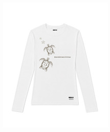 セミクロップド TURTLESBR 長袖Tシャツ [ホワイト]
