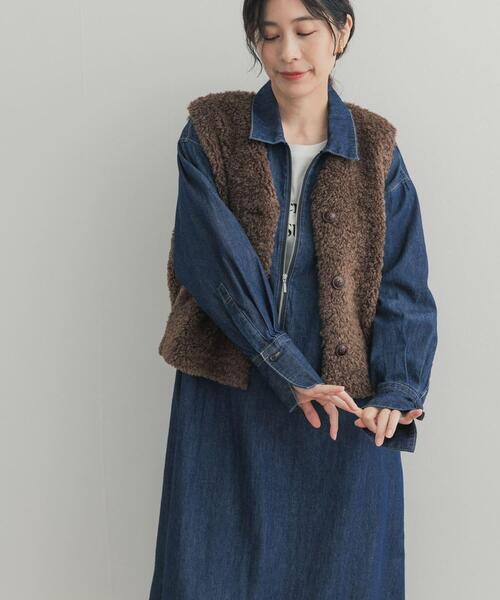 URBAN RESEARCH DOORS(アーバンリサーチドアーズ)の「フロントジップデニムワンピース(ワンピース・レディース・インディゴブルー/ワンウォッシュ・FREE)」の2枚目の写真