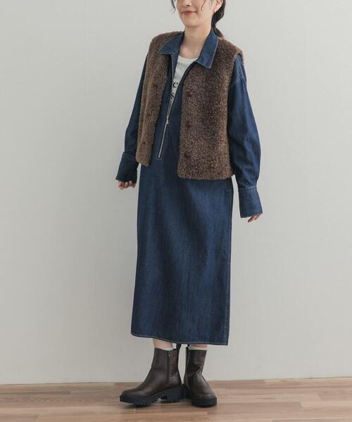 URBAN RESEARCH DOORS(アーバンリサーチドアーズ)の「フロントジップデニムワンピース(ワンピース・レディース・インディゴブルー/ワンウォッシュ・FREE)」の11枚目の写真