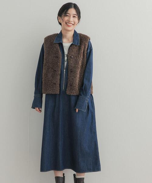 URBAN RESEARCH DOORS(アーバンリサーチドアーズ)の「フロントジップデニムワンピース(ワンピース・レディース・インディゴブルー/ワンウォッシュ・FREE)」の12枚目の写真