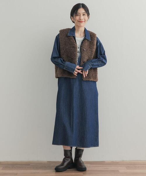 URBAN RESEARCH DOORS(アーバンリサーチドアーズ)の「フロントジップデニムワンピース(ワンピース・レディース・インディゴブルー/ワンウォッシュ・FREE)」の13枚目の写真