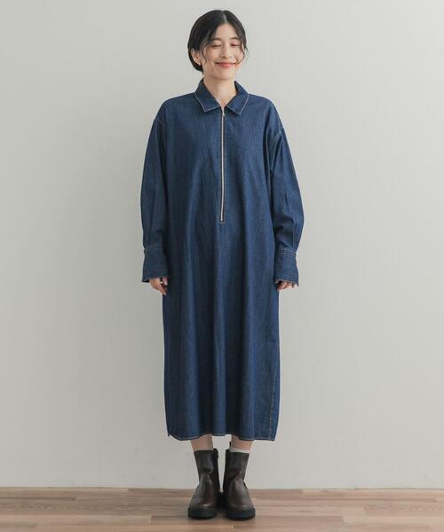 URBAN RESEARCH DOORS(アーバンリサーチドアーズ)の「フロントジップデニムワンピース(ワンピース・レディース・インディゴブルー/ワンウォッシュ・FREE)」の6枚目の写真
