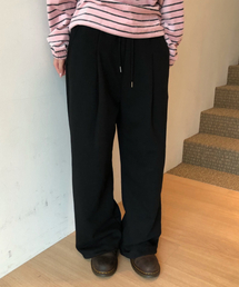 ワイドベルト付きスウェットパンツ(ブラック)