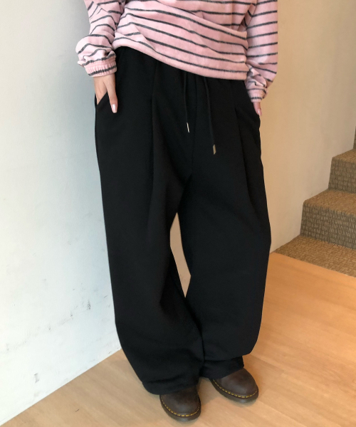 HAVISM（ヘビズム）の「ワイドベルト付きスウェットパンツ（ブラック）（スウェットパンツ・レディース・その他・FREE）」の2枚目の写真