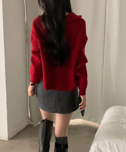 Aelina(エリナ)の「ストライプ柄ハイウエストショートキュロットスカート(その他パンツ・レディース・グレー/ブラック・M/S)」の4枚目の写真