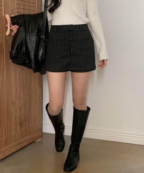 Aelina(エリナ)の「ストライプ柄ハイウエストショートキュロットスカート(その他パンツ・レディース・グレー/ブラック・M/S)」の19枚目の写真