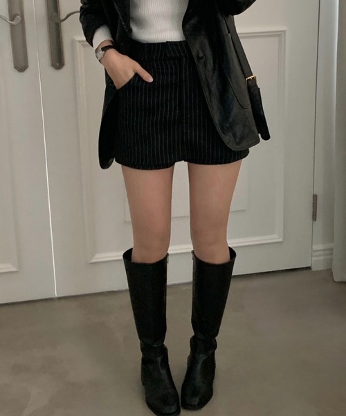 Aelina(エリナ)の「ストライプ柄ハイウエストショートキュロットスカート(その他パンツ・レディース・グレー/ブラック・M/S)」の16枚目の写真
