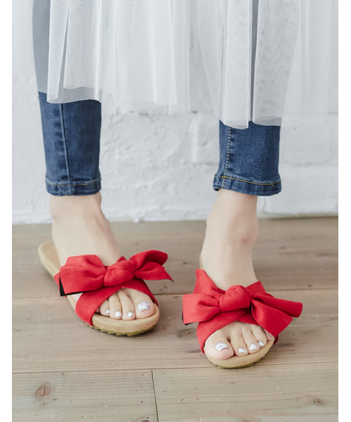 Re:EDIT（リエディ）の「【人気NO.1リラックスサンダル】フロントリボンコンフォートサンダルシューズ/フラットサンダル/シューズ[春夏新作][Re:EDIT/リエディ]（サンダル・レディース・ネイビー/ブラック/アイボリー/ホワイト系その他/ブラック系その他/シルバー/グレイッシュベージュ/ピンクベージュ/イエロー/レッド/グリーン/ホワイト×ブルー/ホワイト×ブラック・SMALL/X-SMALL/MEDIUM/XX-LARGE/X-LARGE/LARGE）」の12枚目の写真