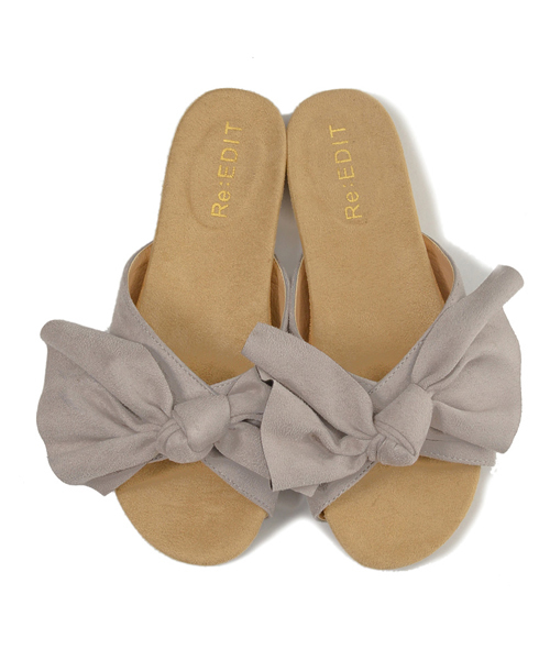 Re:EDIT（リエディ）の「【人気NO.1リラックスサンダル】フロントリボンコンフォートサンダルシューズ/フラットサンダル/シューズ[春夏新作][Re:EDIT/リエディ]（サンダル・レディース・ネイビー/ブラック/アイボリー/ホワイト系その他/ブラック系その他/シルバー/グレイッシュベージュ/ピンクベージュ/イエロー/レッド/グリーン/ホワイト×ブルー/ホワイト×ブラック・SMALL/X-SMALL/MEDIUM/XX-LARGE/X-LARGE/LARGE）」の8枚目の写真