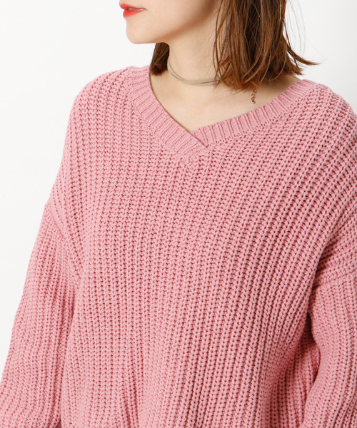 mystic（ミスティック）の「スカラップ使い畦プルオーバー（ニット/セーター・レディース・オフホワイト/ブルー/ブラック/ベージュ/ピンク・ﾌﾘ-）」の14枚目の写真