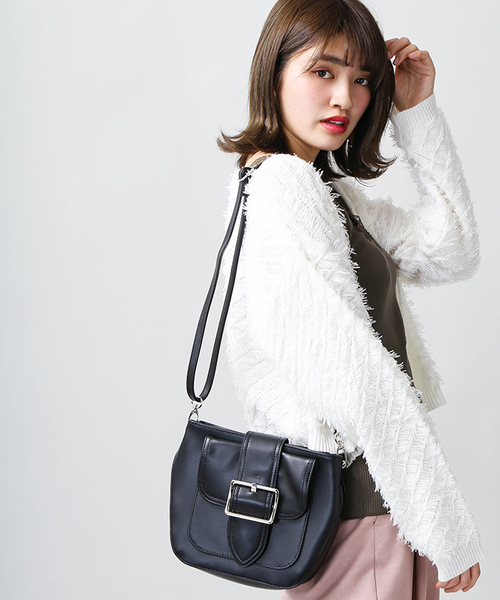 WEGO（ウィゴー）の「WEGO/BIGバックルショルダーバッグ（ショルダーバッグ・レディース・インディゴブルー/ホワイト/ブラック・FREE）」の3枚目の写真