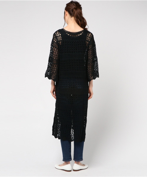 archives（アルシーヴ）の「カギ針編みロングカーディガン（カーディガン/ボレロ・レディース・レンガ/アイボリー/ブラック・MEDIUM）」の6枚目の写真